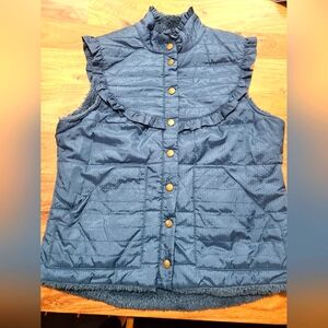 Vintage Free People Navy Ruffle Vest